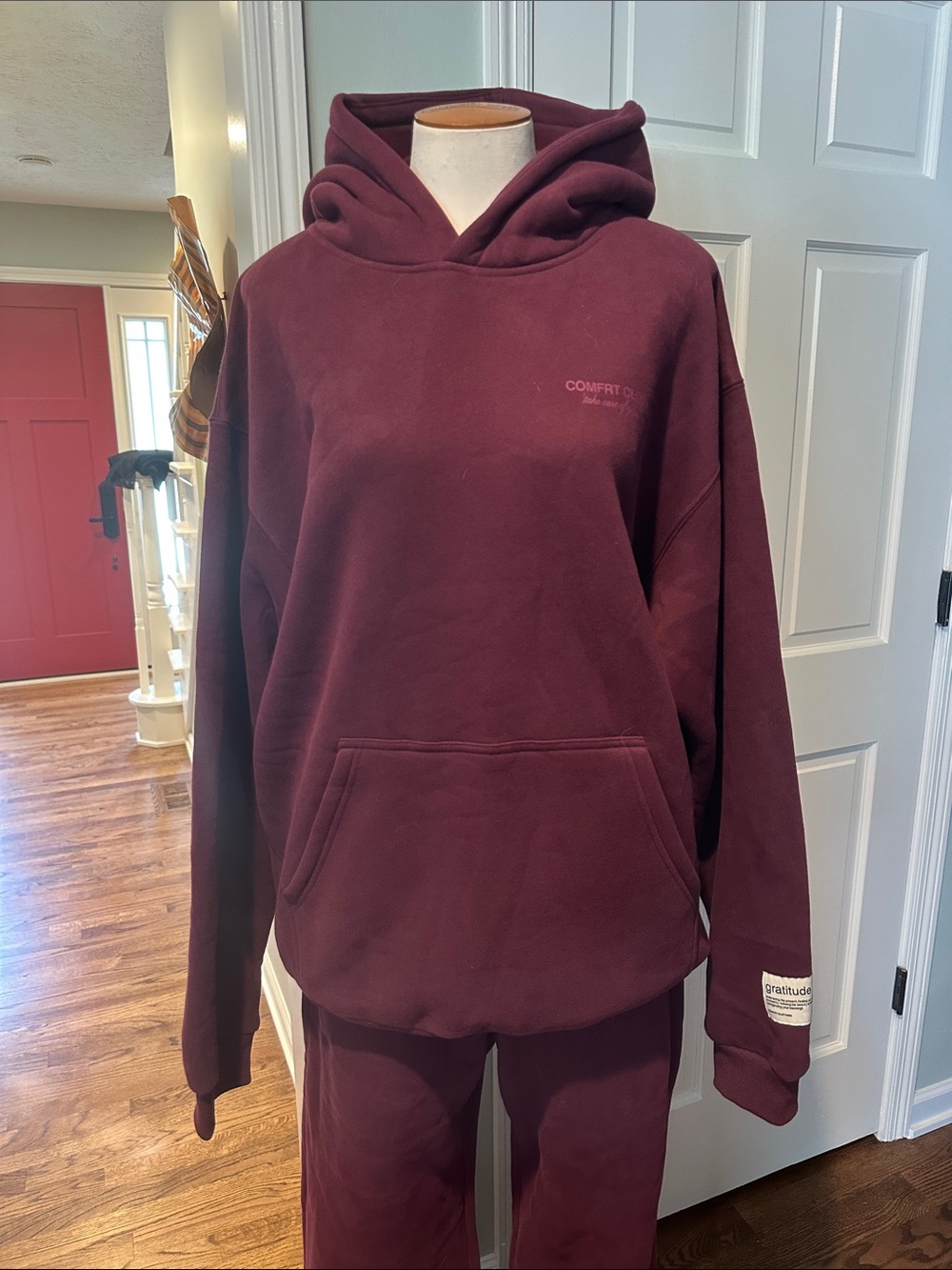 NWOT Comfort Clothing plum Maroon Hoodie & Sweatpants Set Sz M unisex - Picture 2 of 13